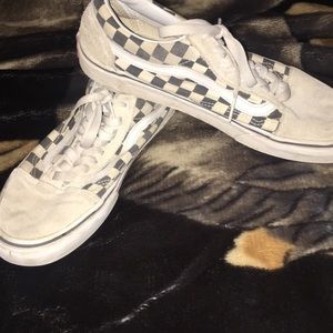 Vans old school whit checkered